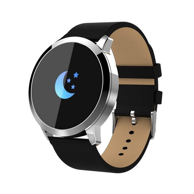 Neue Q8s OLED Bluetooth Clever Uhr Edelstahl Wasserdichte Tragbare Gerät Smartwatch Armbanduhr Männer Frauen Fitness Tracker: Schwarz Silber-