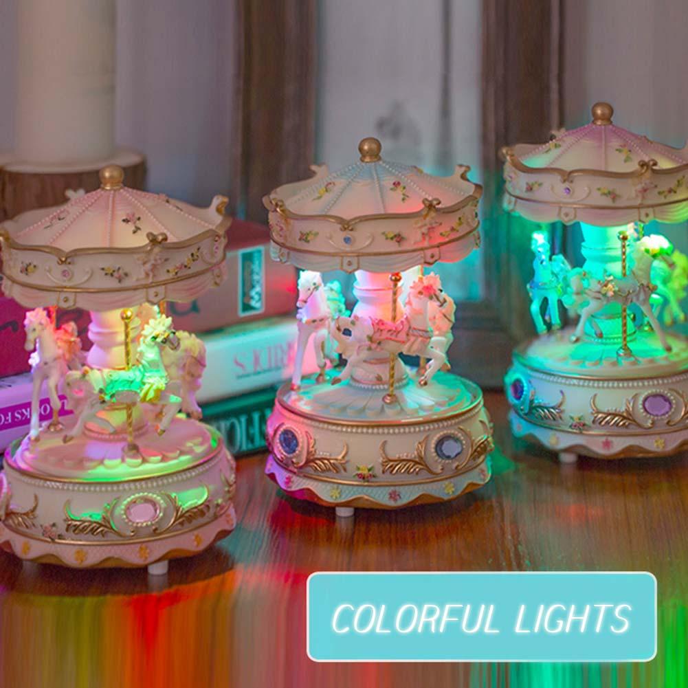 Caja de música carrusel luz LED Merry Go ronda niños niñas cumpleaños navidad niños juguete vacaciones boda decoración uso