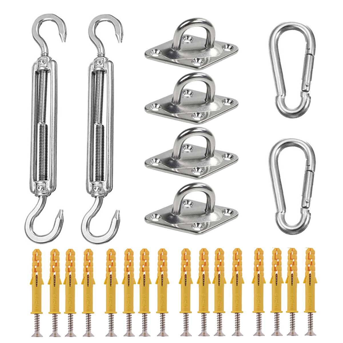 Waterproof Sun Shades Shade Sail Cloth Square Rectangle Garden Swimming Sun Shade Canopi Outdoor Camping Shades Sail Awning: 24PCS Accessories