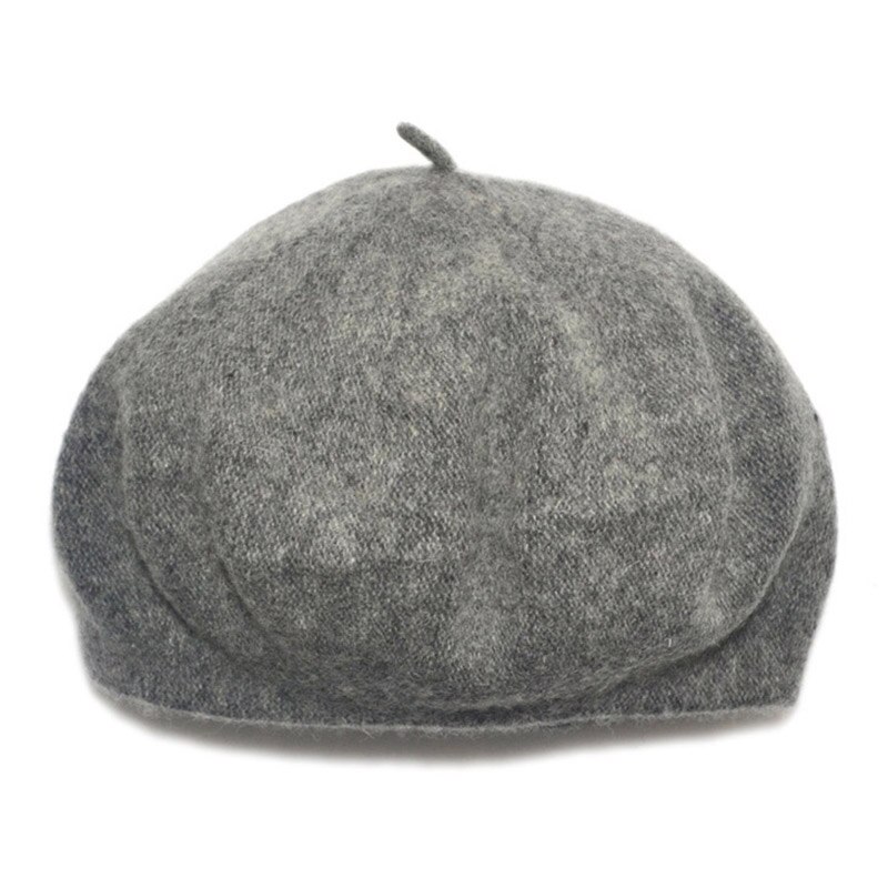 Béret en laine pour bébé fille, chapeau de peintre de Style britannique, couleur unie, mignon pour enfants, automne et hiver: gray
