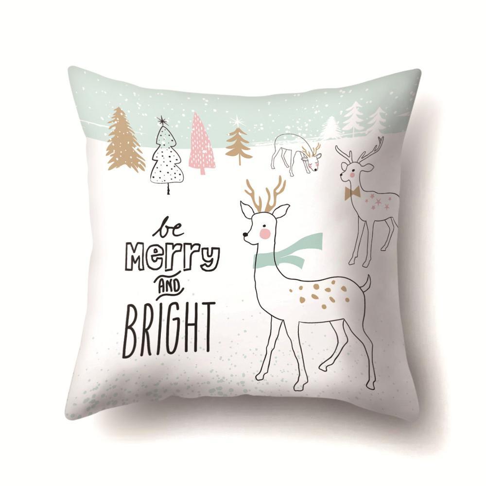 Mignon cerf noël housse de coussin Polyester décoratif jeter oreiller noël nouvel an décor à la maison cojines decorativos para canapé 40543: 2BZ-40543-090