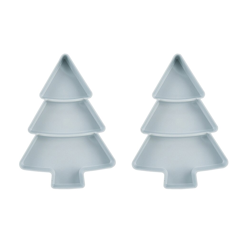 2Pcs Trays Plastic Reusable Xmas Tree Shape Multifunction Fruits Trays Snacks Plates for Home Party: The light blue
