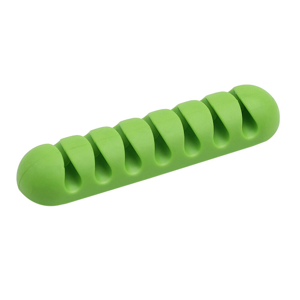 7Holes Silicone Cable Winder USB Cable Organizer Wire Winder Cable Management Clips for Mouse Headphone Earphone Cable Holder: Green