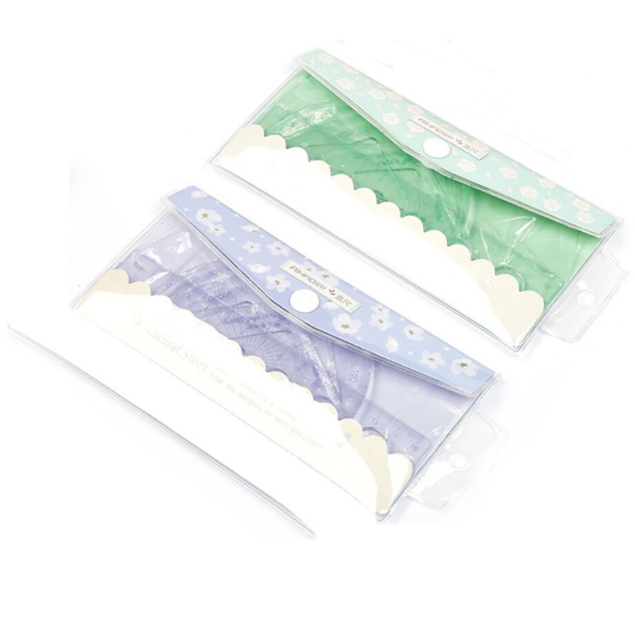 Outil de mesure en plastique Kit de géométrie mathématique ensemble rapporteur d'école 15cm règle fournitures scolaires articles papeterie de bureau