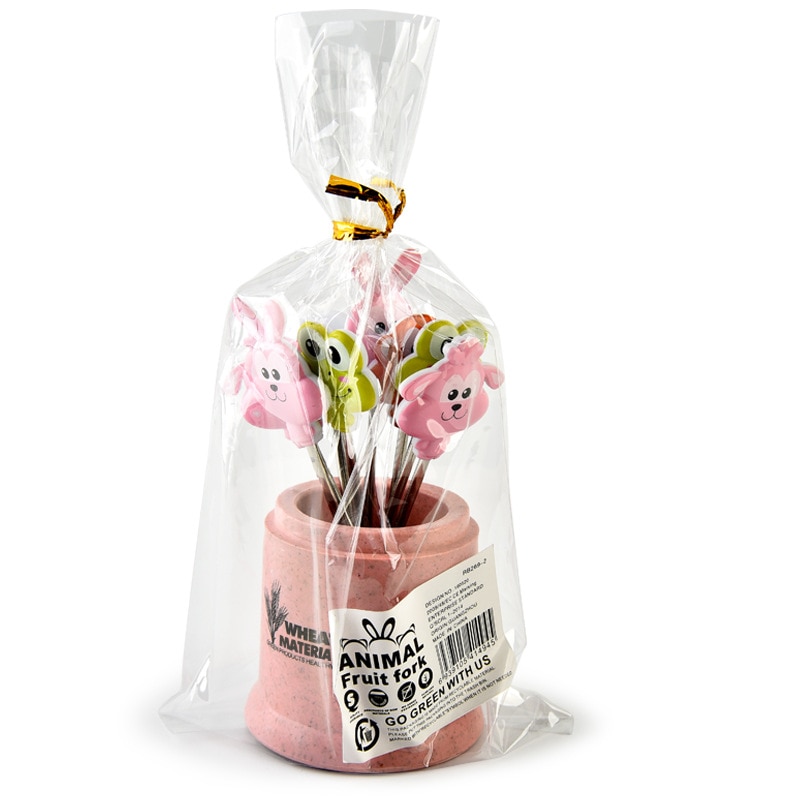 8 Roestvrij Staal Fruit Vork Cake Teken Fruit Teken Met Emmer Draagbare Party Bruiloft Decoratie