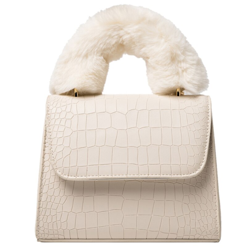 Unieke Tas Winter Vierkante Bag Pluche Handtas & Elegante Schoudertas Messenger Bag Breedte 20Cm Hoogte 16cm