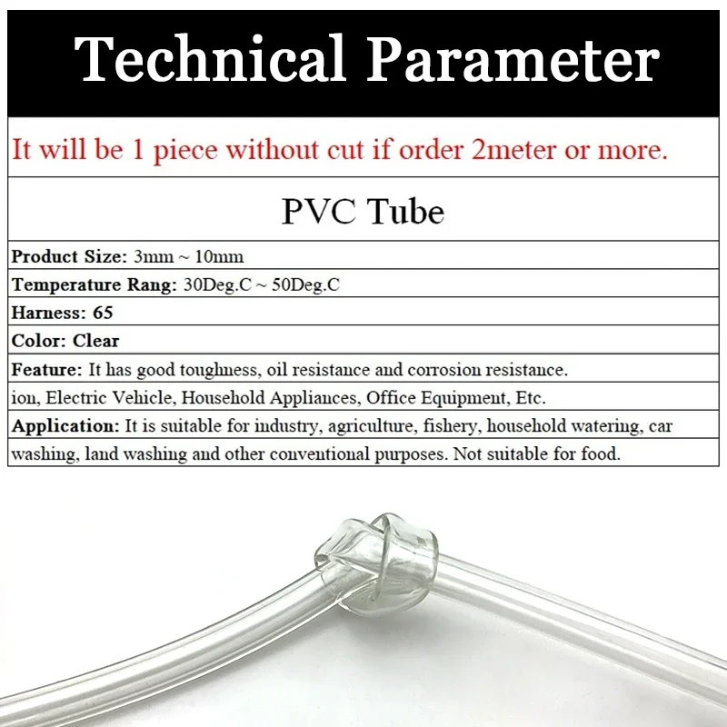 1M/3M PVC Soft Hose ID 2 3 4 5 6 7 8 9 10 12 13 16 mm Odorless Plastic Transparent Water Pump Flexible Tube