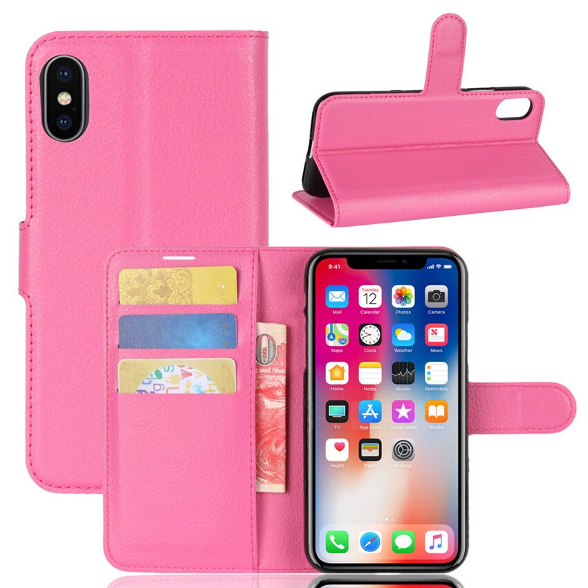 Xiaomi redmi 7a kotelon kansi läppä nahkakotelo xiaomi redmi 7a:lle pystysuora suojus xiaomi redmi 7a: lle korttipidikkeellä: Ruusunpunainen