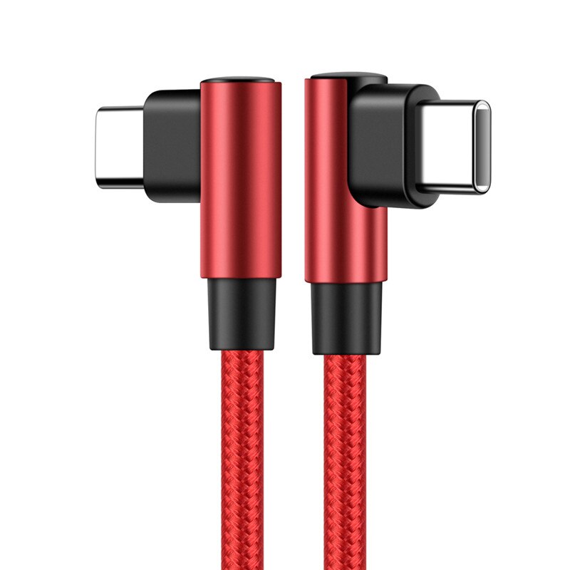 90 grad Ellenbogen Typ-c Kabel 20V 3A 60W PD Schnelle Ladung Typ C Zu Typ C männlichen zu Männlichen USB Typ-C Geräte 0,2 m 1m 2m 3m: doppelt Ellbogen rot / 1m