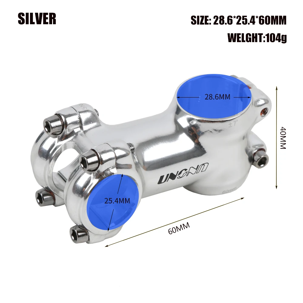 UNO Ultralight Aluminum Alloy MTB Bike Stem 28.6*25.4mm 60-130mm +/- 7Degree Handlebar Stem Cycling Bike Accessories: Navy Blue