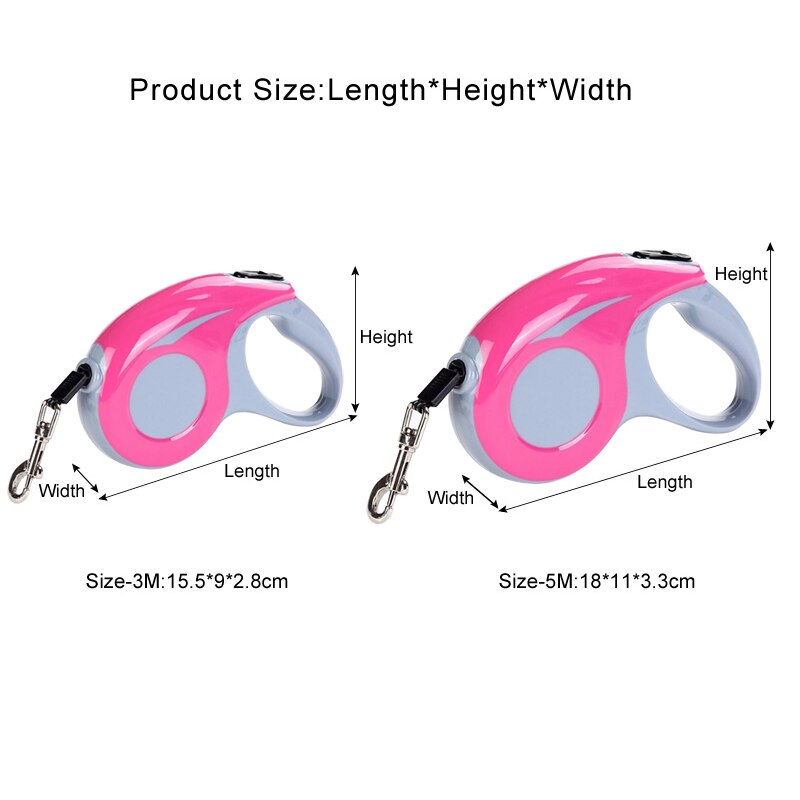 Laisse rétractable pour chien, 3M/5M, Flexible et Durable, corde de Traction pour chien, petit et moyen gabarit