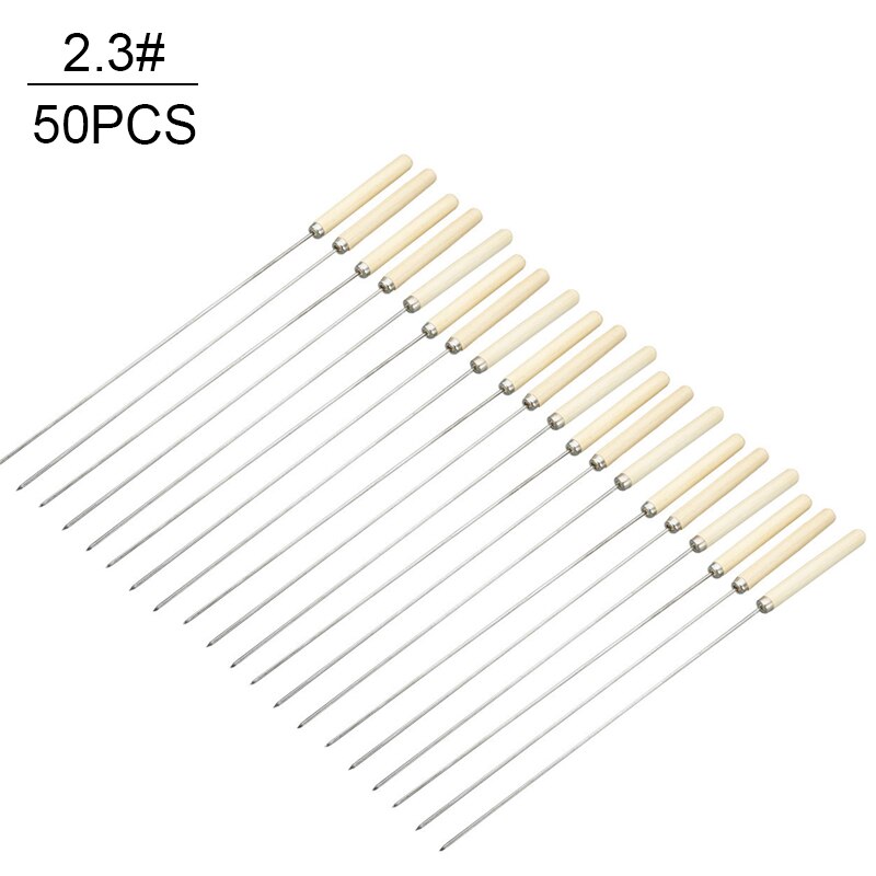 20 piezas de carne asado varilla para pinchos de barbacoa de acero inoxidable aguja brochetas de barbacoa utensilios de cocina al aire libre Camping Picnic: 50PCS C