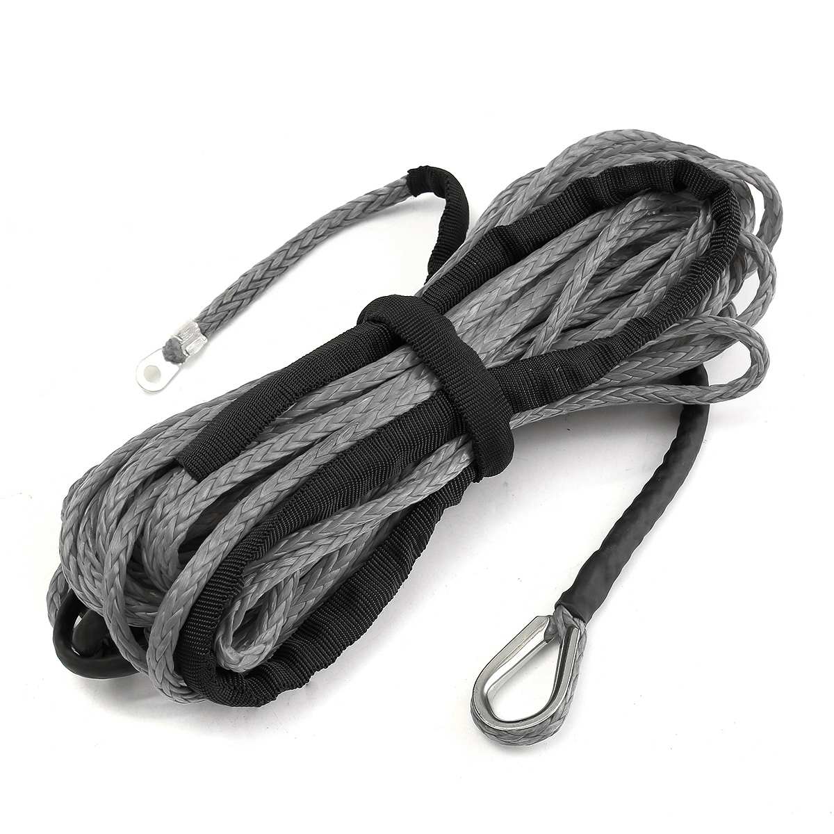 5500 lbs spil reb string line kabel syntetisk slæbetov 15m bilvask syntetisk vedligeholdelse string til atv utv off-road: Grå