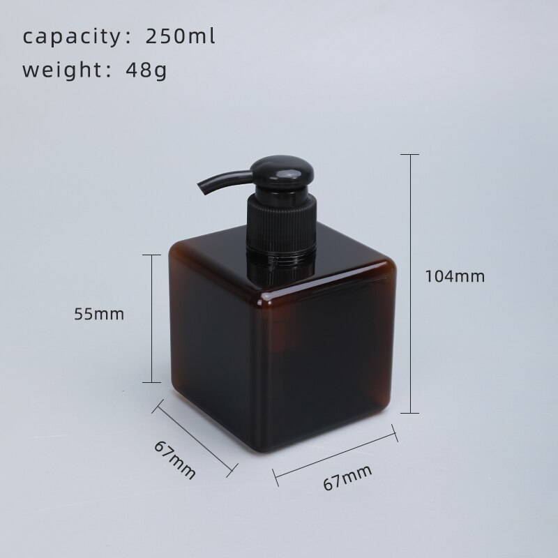 10 stk  of 250ml tomme plastflasker shampoo lotion påfyllbar flaske dusjgel pumpe dispenser: 250ml brune