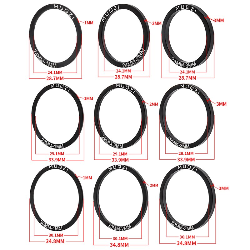 MUQZI 5 uds arandela de bielas BB30 BB86 BB91 BB92 PF30 MTB arandela de manivela de bicicleta de carretera 24 29 30MM espaciador de manivela