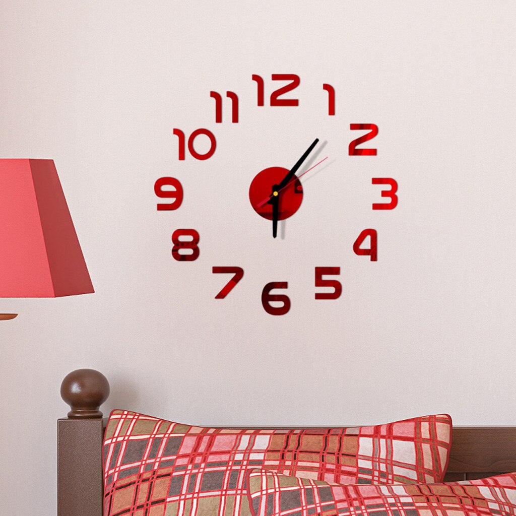 30 @ Diy Grote Wandklok Modern 3D Muursticker Klok Stille Home Decor Woonkamer Acryl Quartz Horloge decor Klok