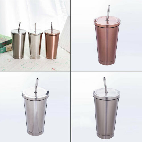 Edelstahl Mehrweg Becher Vakuum Becher Tasse Mit Stroh Kaffee Tasse 500ml