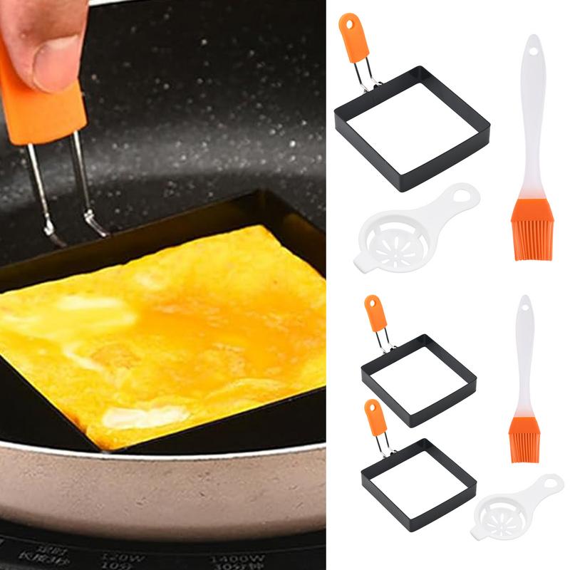 Anillo para freír huevos de acero inoxidable, molde cuadrado antiadherente para panqueques, Muffins, tortilla, herramienta para freír huevos, accesorios de cocina