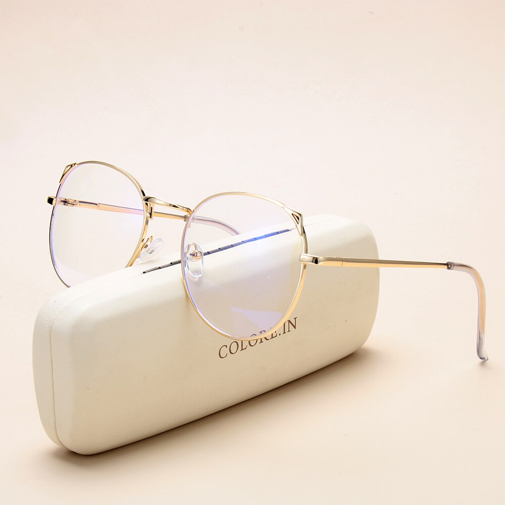 Optical Computer Glasses Anti Blue Light Gaming Glasses Round Metal Glasses Frame Can Be Equipped with Other Glasses