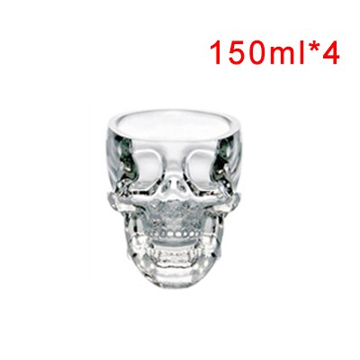 Crystal Glass Skull Head Shot Transparent Champagne Cocktails Beer Coffee Wine Bottle Cups Set Drinking Containers Tequila Cup: 4xcup 150ml