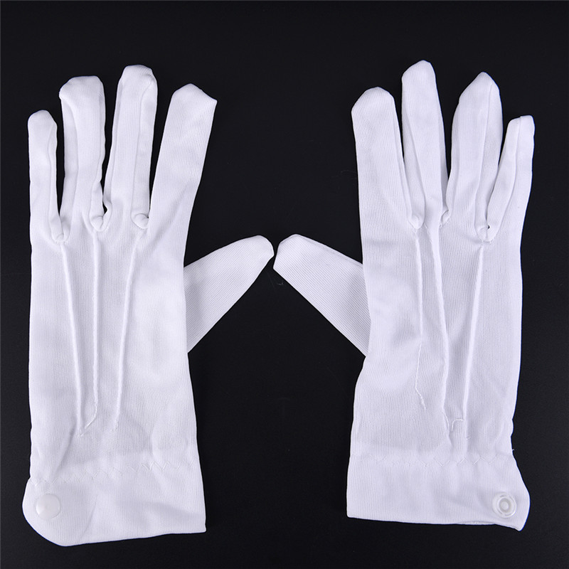 1Pair White Cotton Gloves Work Uniform Catering Uniforms Magician Parades Inspection Five-fingers Women Men's Work Gloves
