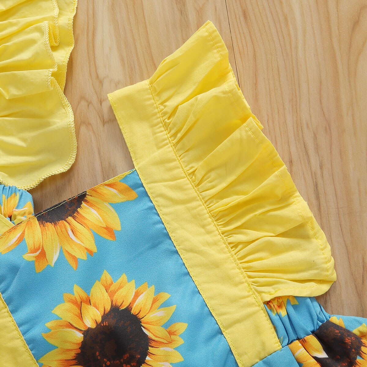 0-24M Baby Meisjes Romper Jurk Zonnebloemen Print Ruches Korte Mouw Leuke Jumpsuits Zomer Outfits