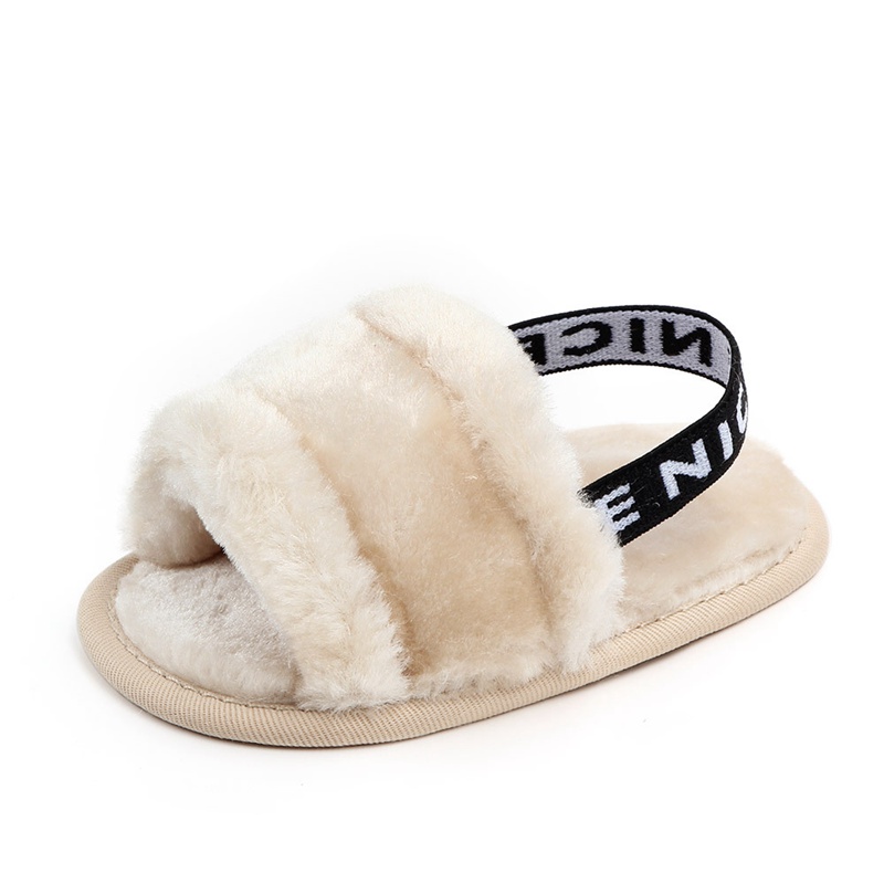 Baby Girls Shoes Sweet Summer Faux Fur shoes girls boys first walk Newborn Infant Baby Solid Flock Soft Sandals Casual Slipper