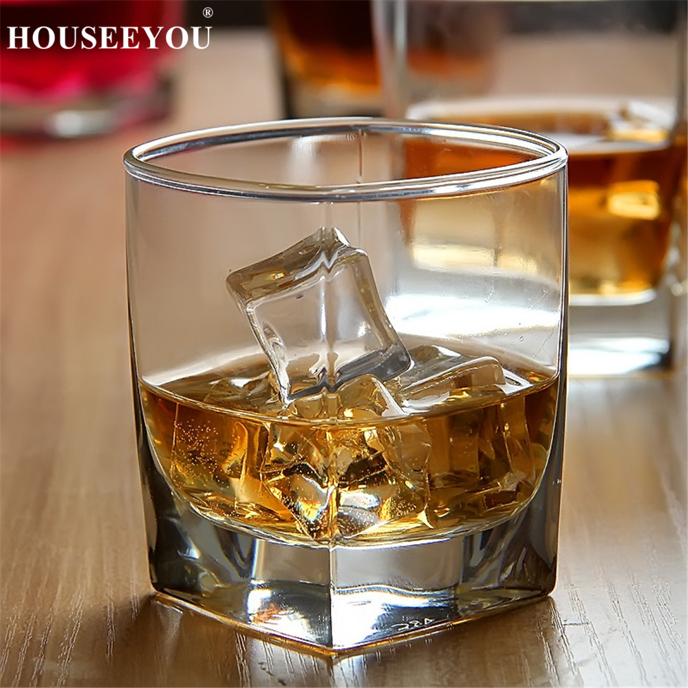 Houseeyou 2 st whisky dricker brett kristallvin glas koppar tumlare för bar cocktail korta öl glas brandy snifters cigar
