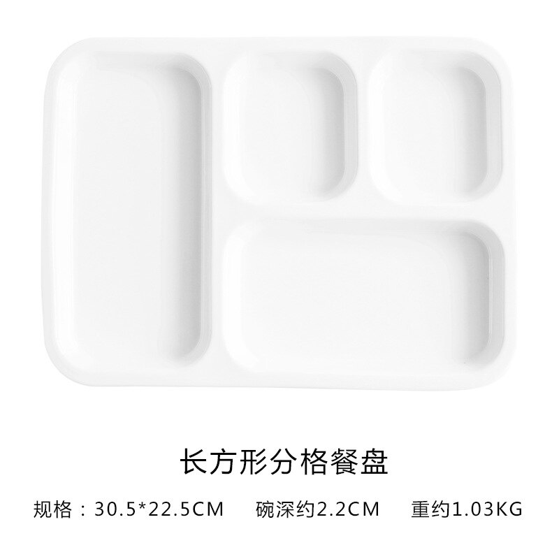 Placas de rejilla de cerámica para una sola persona para estudiantes, bandejas multirejilla para desayuno, platos de cena, bandeja de cerámica: 4 Grid