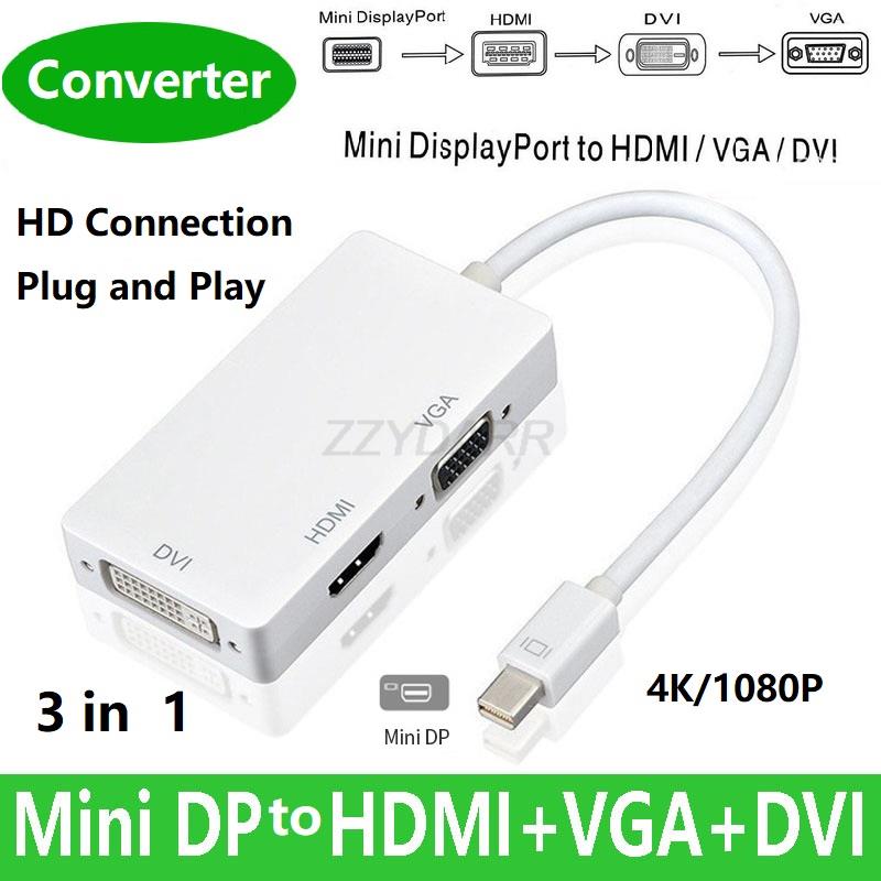 Mini Displayport Naar Hdmi Dvi Vga Adapter 4K Mini Dp Converter Bliksemschicht Compatibel 3 In 1 Voor Mac Macbook Pro Air Imac Oppervlak