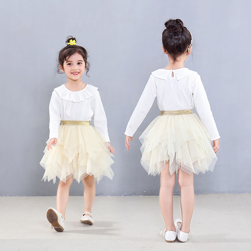 Jenter glitter uregelmessige tutu skjørt barn enhjørning mykt mesh skjørt for 3-8 år barnefest ytelse