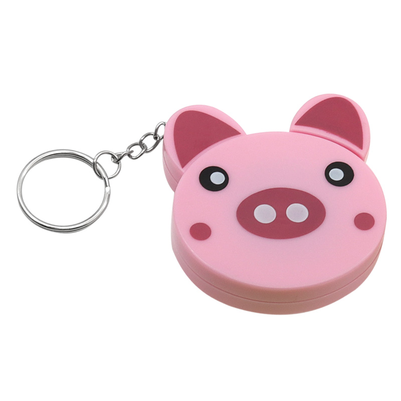 Cinta métrica de dibujos animados de 0-150cm, 0-60 pulgadas, Mini llavero portátil con forma de Animal, cinta métrica automática, Panda, Rana, cerdito, tigre: Marfíl