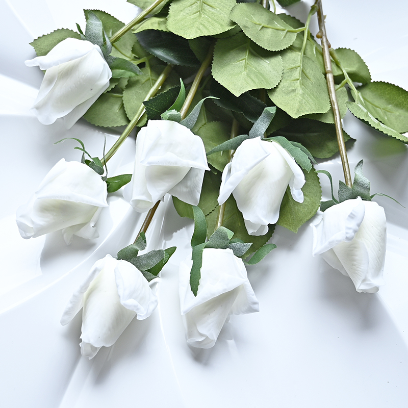 7 Uds. De rosas artificiales, flores de seda de tacto Real para el hogar, mesa de boda, ramo, decoración de: Blanco