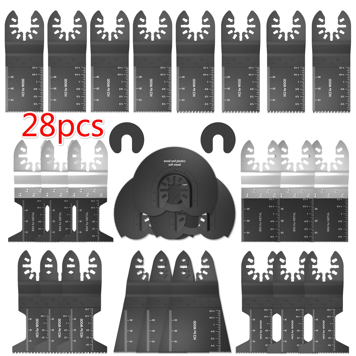 28Pcs Multifunctionele Zaagbladen Koolstofstaal Precisie Oscillerende Multitool Voor Snijden Diy Hout Power