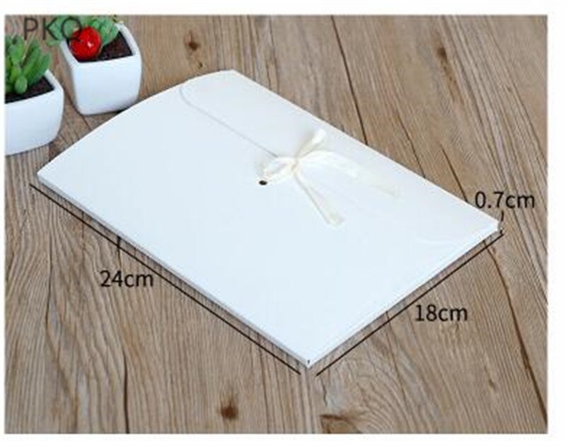 30 unids/lote de sobres grandes de papel Kraft para fotos, caja de embalaje, sobre de de papel blanco para bufanda de seda con cinta, tarjeta postal, caja para sobres: Blanco