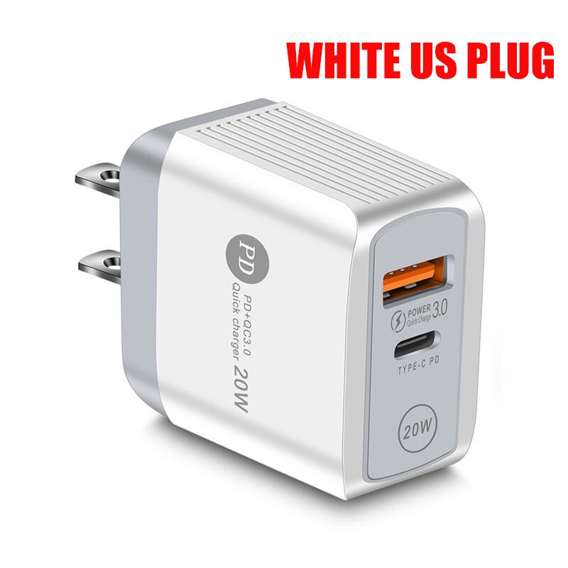 Eu/Us/Uk Plug Usb Snellader 3.0 Adpater Voor Samsung S10 S20 Huawei Xiaomi Tablet Draagbare Muur telefoon Oplader Fast Charger: US Plug White