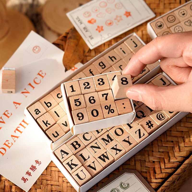 Vintage Typewriter letters Wood Stamp Set Rubber Stamps for Scrapbooking Cards Decoration Embossing Craft standard stamp