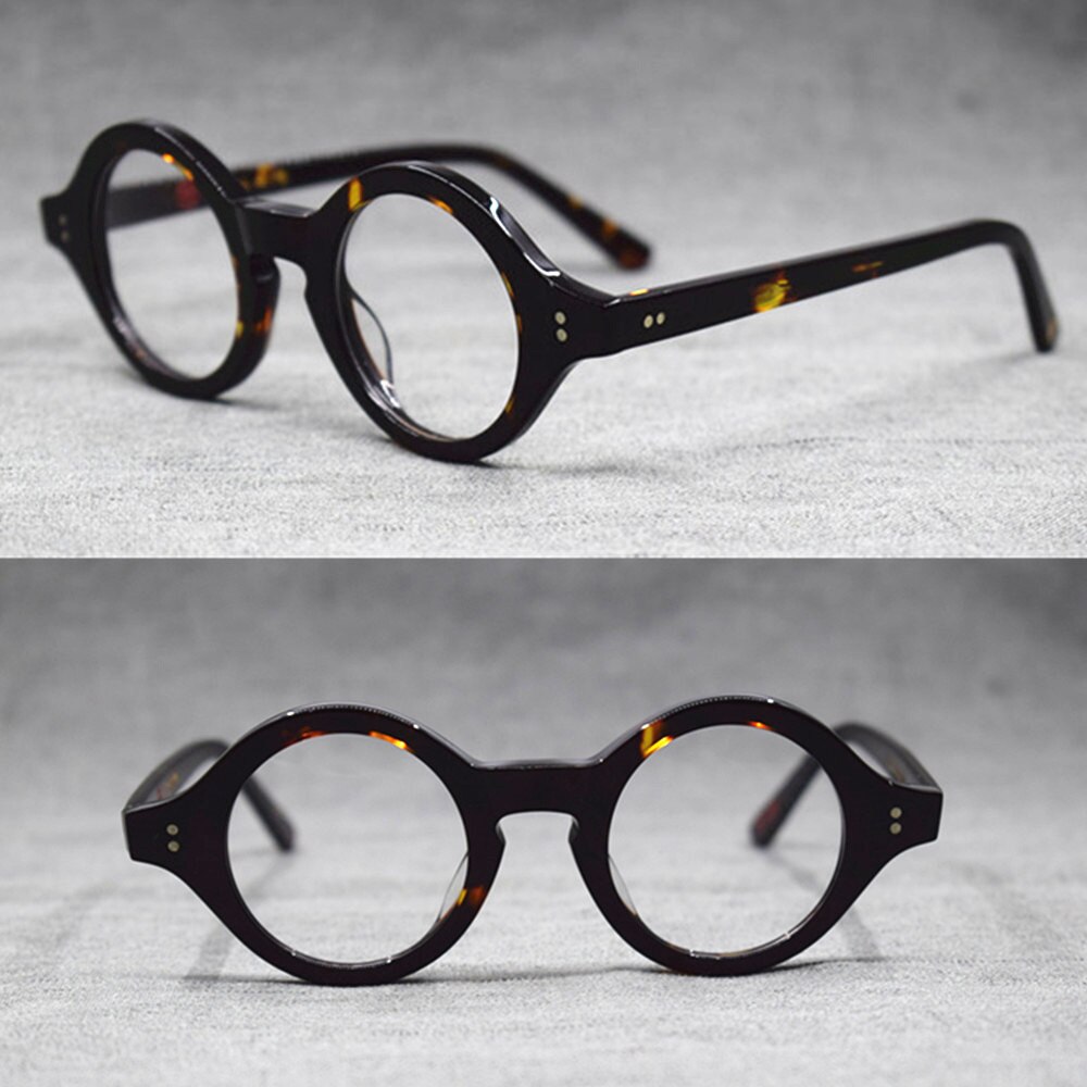 Vintage Hand Made Small 38mm Round Full Rim Eyeglass Frames Acetate unisex Optical Myopia Rx able Glasses