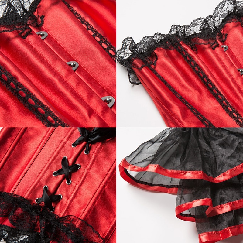 Sexy Red Gothic Corset Top Overbust Bustier Corset Dress Plus Size Corselet 6xl Burlesque Gothic Clothing Fancy Dresses Costume