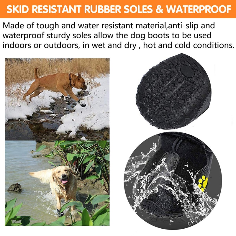 Benepaw Antislip Hund Schuhe Wasserdicht Reflektierende dauerhaft Kleine Mittel groß Hund Stiefel draussen drinnen Einstellbare Haustier Pfote Schutz