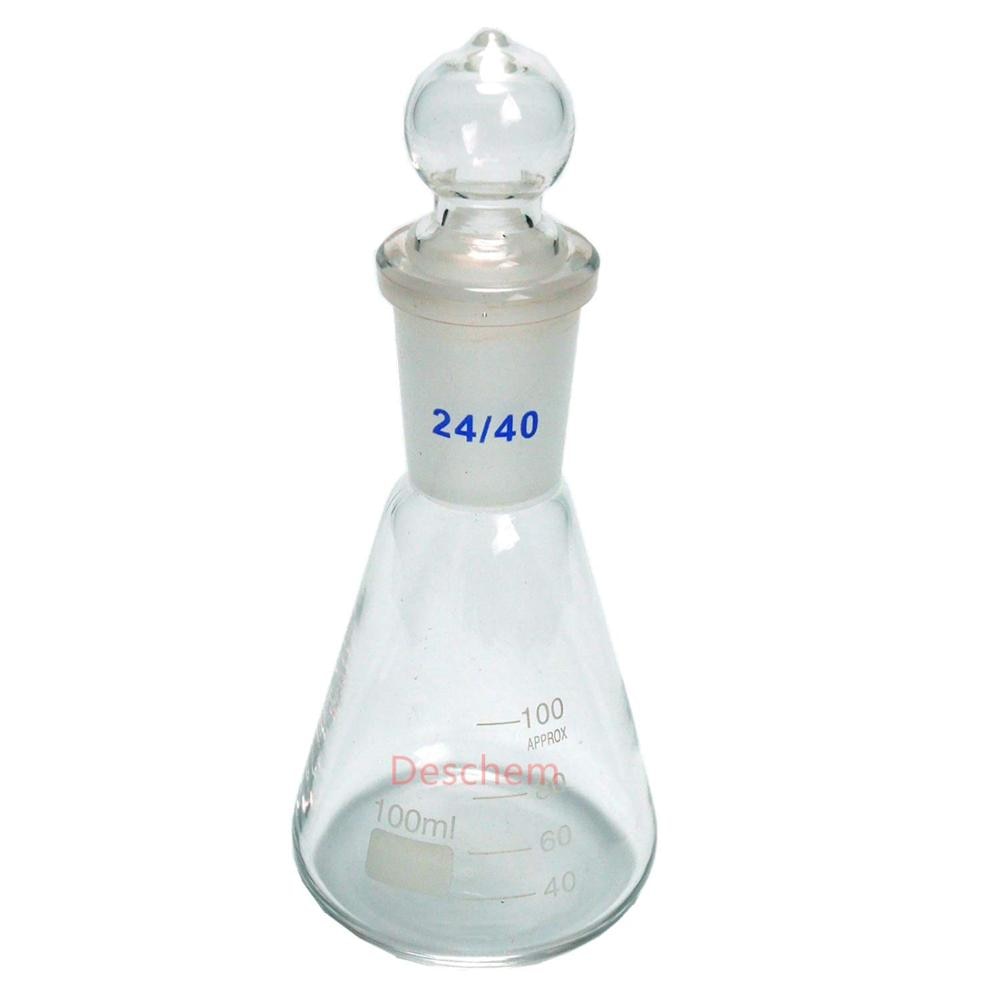 Deschem Glass Erlenmeyer Flask,Lab Conical Bottle with 24/40 Ground Joint Stopper