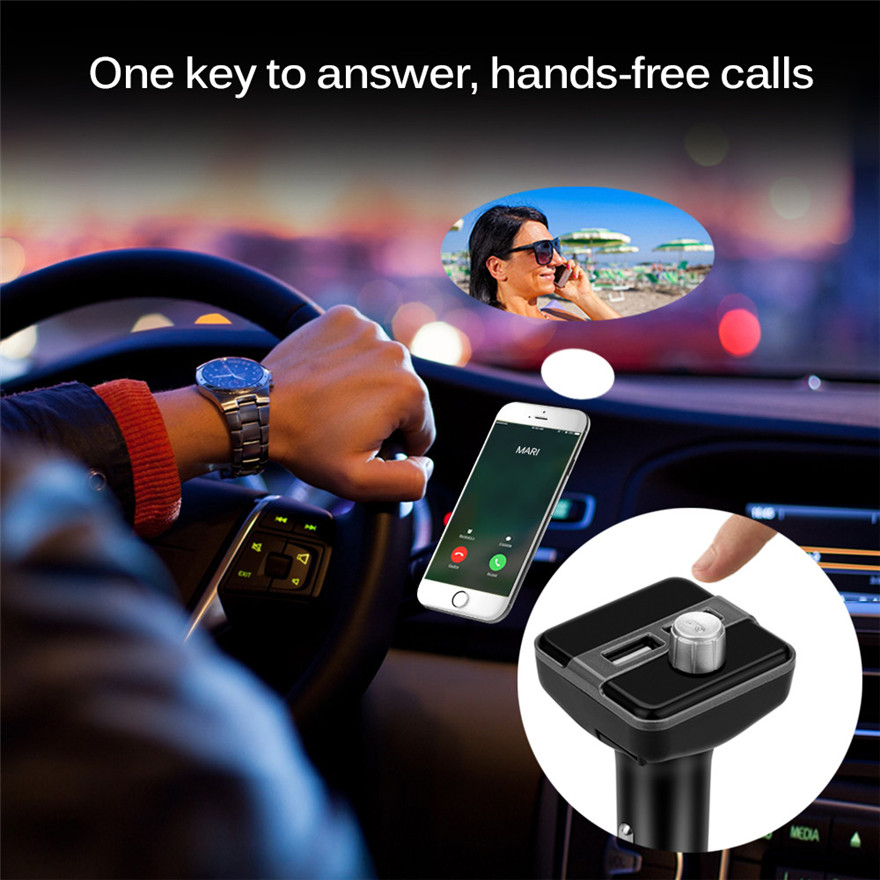 BT20B Bluetooth FM LCD Transmitter Wireless MP3 TF Radio Adapter USB Charger Car Kit Black Durable Practical l0430