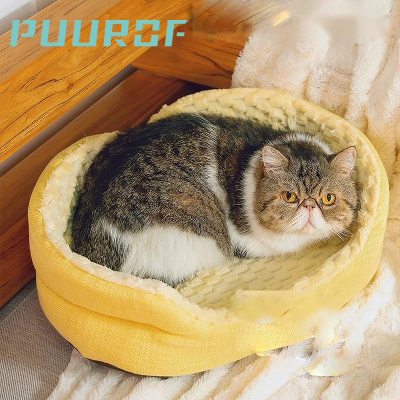 Ninho de gato PUUROF Quatro estações quentes podem ser desmontado e lavado ninho de dormir para cães Pequeno ninho para cães pode deitar e dormir