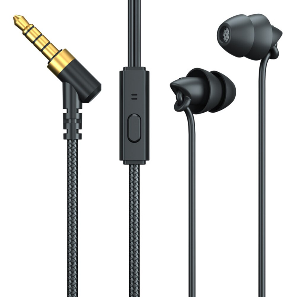 Schlaf-ohrhörer, kabelgebundene kopfhörer mit mikrofon, bassklang, 3.5mm in-ear-ohrhörer, leichtes headset mit geräuschunterdrückung: Schwarz