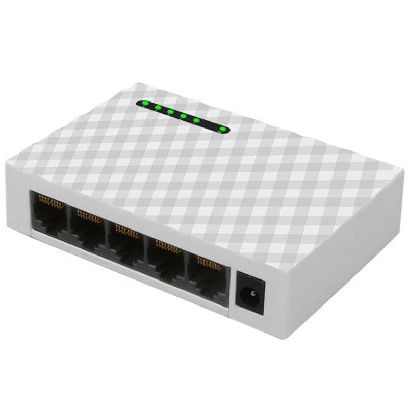 5-- ports netværksswitch 4- leder  rj45 gigabit ethernet 1000 mbps splitter rejse lan switch hub til pc desktop eu stik: Hvid
