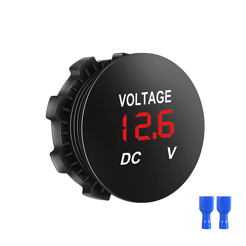 DC 12V-24V Waterproof Voltmeter with LED Digital Display Tester Gauge Meter Voltage for Marine Boat Vehicle ATV UTV Motorcycle: Red