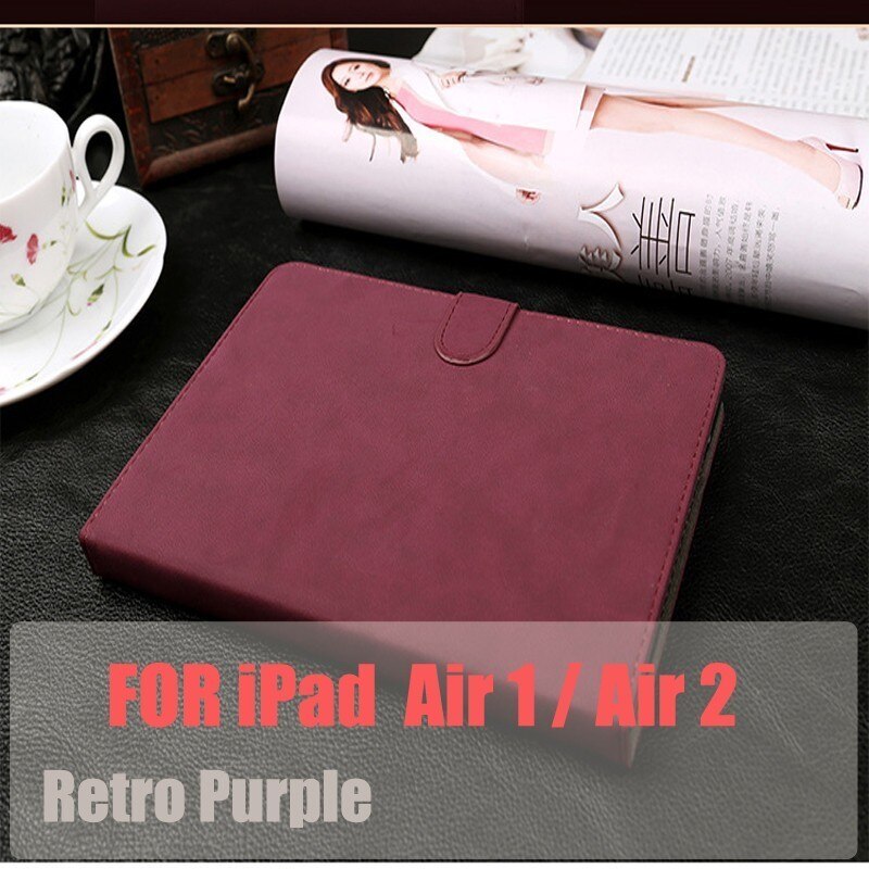 Coolaxy Scrub Pu Lederen Smart Case Voor Ipad Air 2 Air 1 Wakeup/Sleep Cover Case Voor Ipad Case 9.7 Voor 6th Generatie: Retro Purple