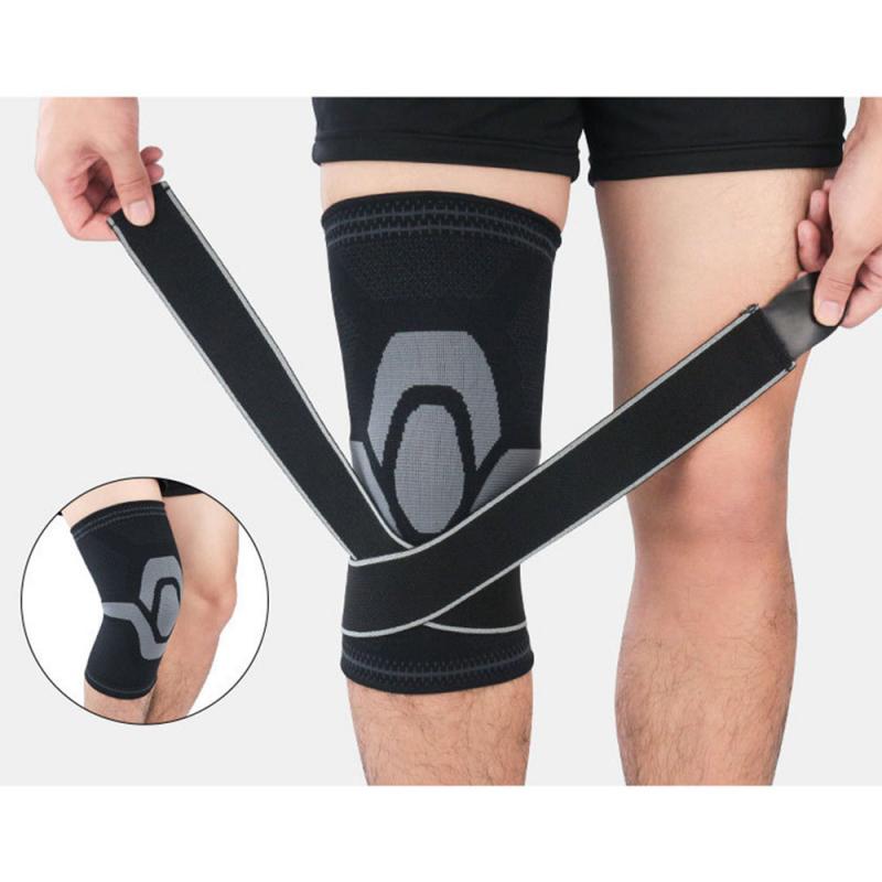 Kneepad Unterstützung Professionelle Protector Sport Knie Pads 1PC Elastische Knie Pads Nylon Sport Fitness Kneepad: Black strengthen / XL