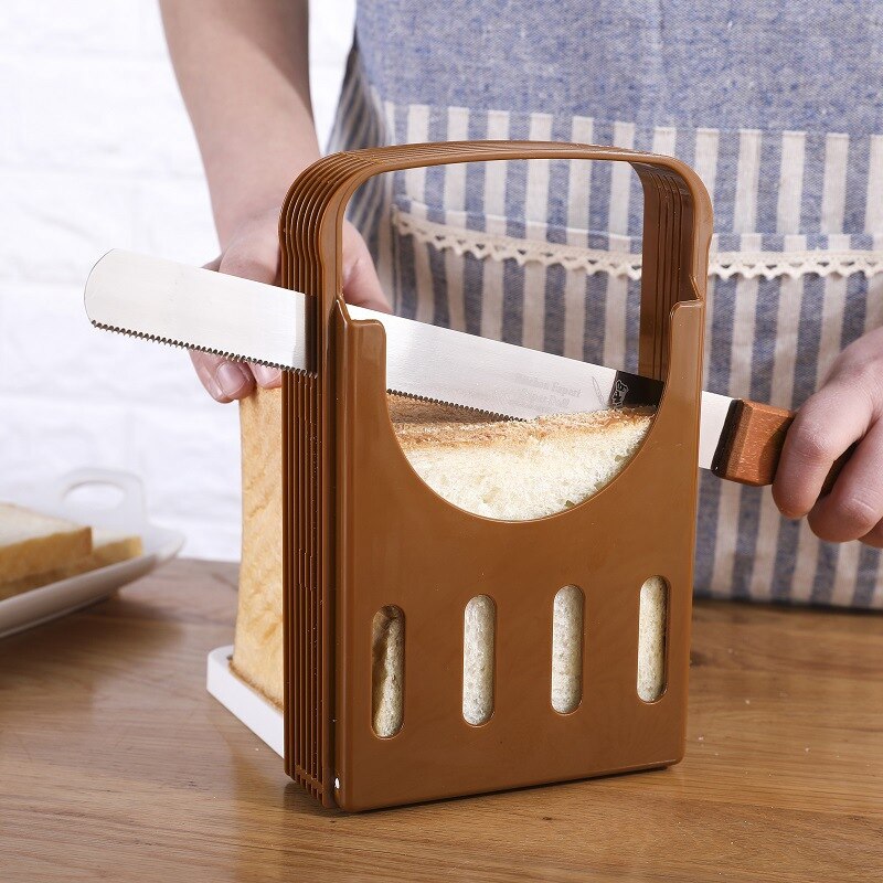 2PCS Bread Slicer Bread Machine Toast Bagel Loaf Sandwich Slicer Cutter Foldable and Adjustable Home Kitchen Accessories