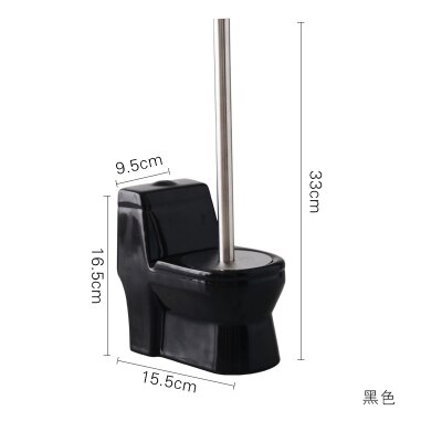 Toiletform keramisk toiletbørste og holder sæt rengøringsværktøj keramik tilbehør til badeværelsesindretning rustfrit stålhåndtag: B